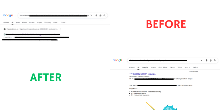 search engine deindexing