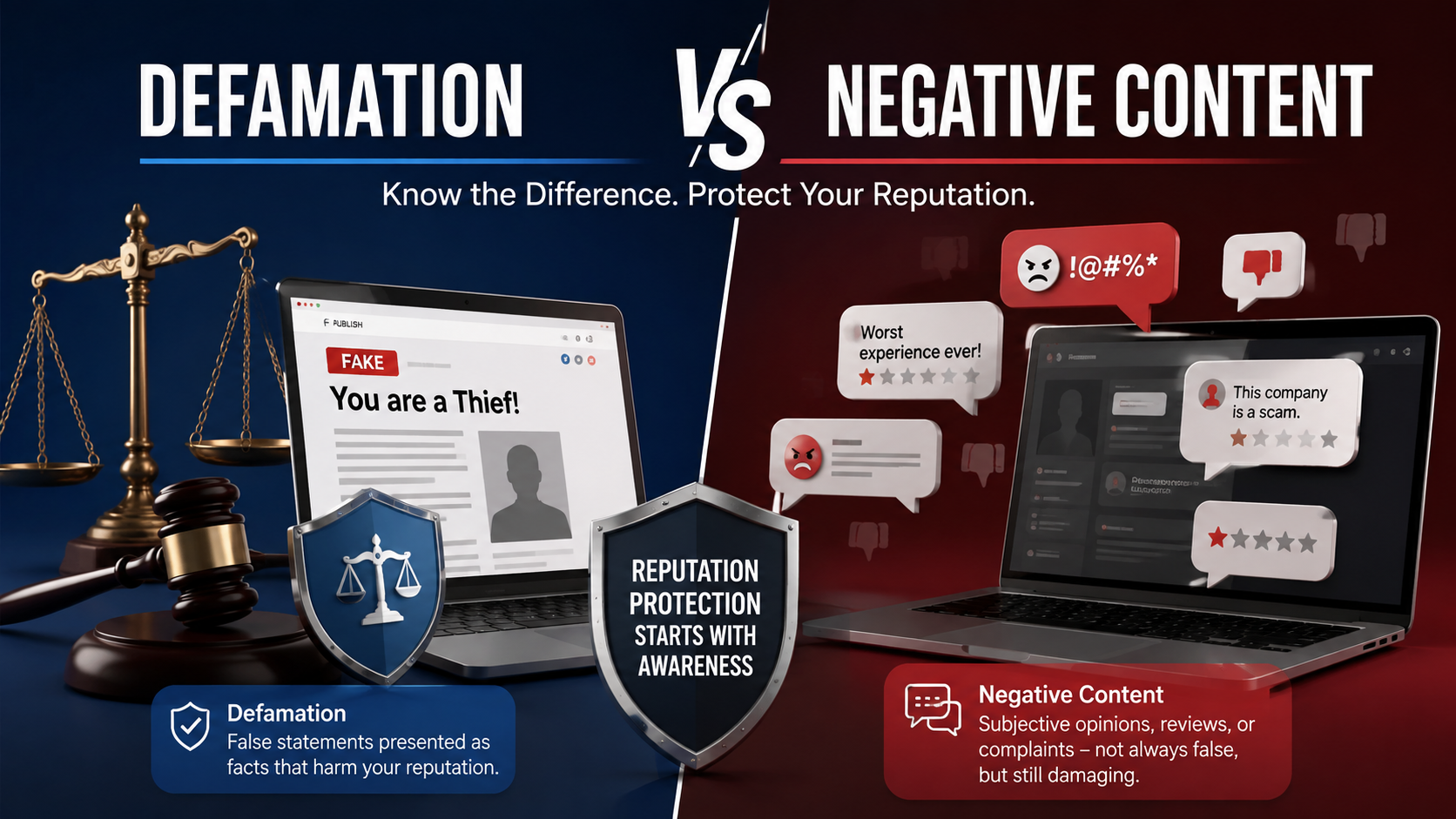 Defamation vs Negative Content